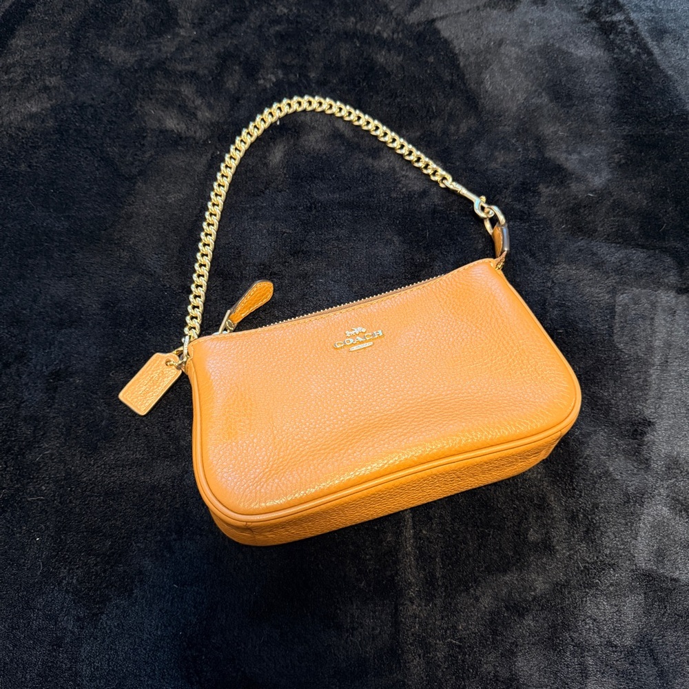 Coach Penny Camel Pebbled Leather Nolita 19 Chain Strap